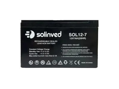 SOLİNVED 12V 7AH UPS VE ALARM AKÜSÜ