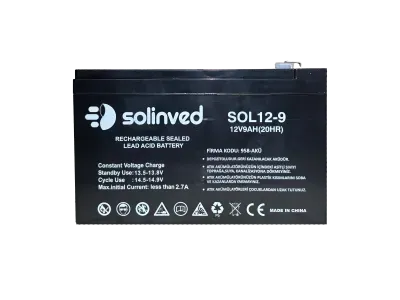 SOLİNVED 12V 9AH UPS VE ALARM AKÜSÜ