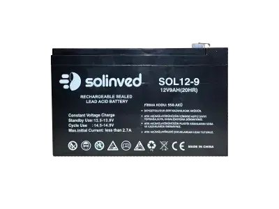 SOLİNVED 12V 9AH UPS VE ALARM AKÜSÜ